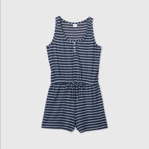 NEW Navy blue striped cozy romper